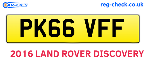 PK66VFF are the vehicle registration plates.