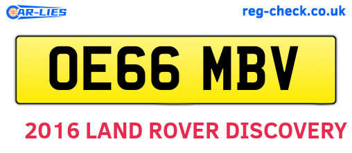 OE66MBV are the vehicle registration plates.