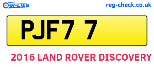 PJF77 are the vehicle registration plates.