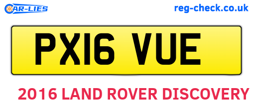 PX16VUE are the vehicle registration plates.