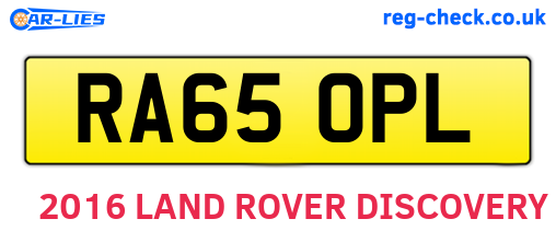 RA65OPL are the vehicle registration plates.