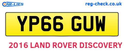YP66GUW are the vehicle registration plates.