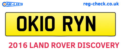 OK10RYN are the vehicle registration plates.