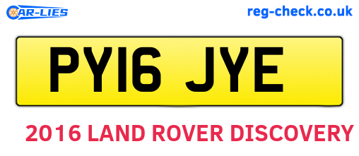 PY16JYE are the vehicle registration plates.