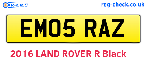 EM05RAZ are the vehicle registration plates.