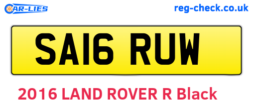SA16RUW are the vehicle registration plates.