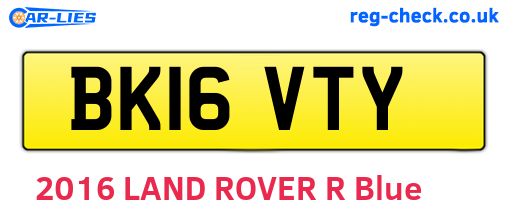 BK16VTY are the vehicle registration plates.