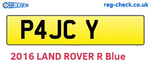 P4JCY are the vehicle registration plates.