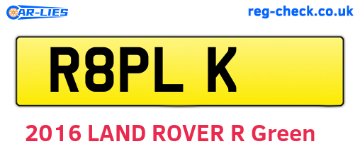 R8PLK are the vehicle registration plates.