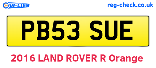PB53SUE are the vehicle registration plates.