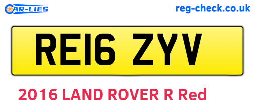 RE16ZYV are the vehicle registration plates.