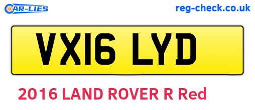 VX16LYD are the vehicle registration plates.