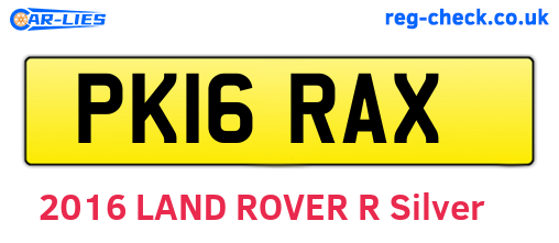 PK16RAX are the vehicle registration plates.