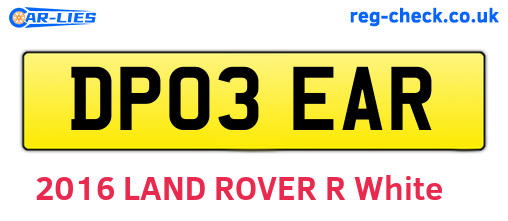 DP03EAR are the vehicle registration plates.