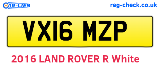 VX16MZP are the vehicle registration plates.