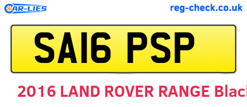 SA16PSP are the vehicle registration plates.