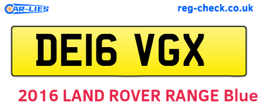 DE16VGX are the vehicle registration plates.