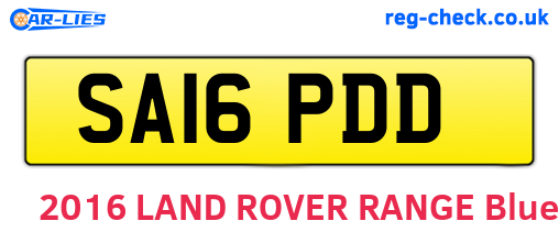 SA16PDD are the vehicle registration plates.