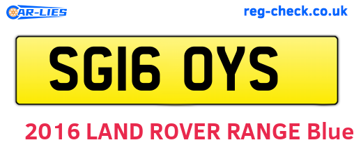 SG16OYS are the vehicle registration plates.