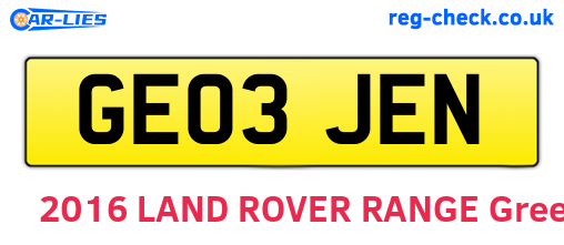 GE03JEN are the vehicle registration plates.