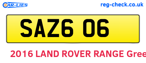 SAZ606 are the vehicle registration plates.