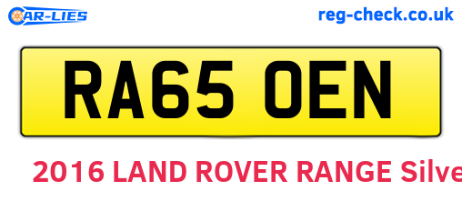RA65OEN are the vehicle registration plates.