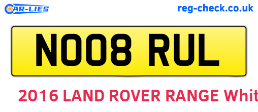 NO08RUL are the vehicle registration plates.