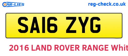 SA16ZYG are the vehicle registration plates.