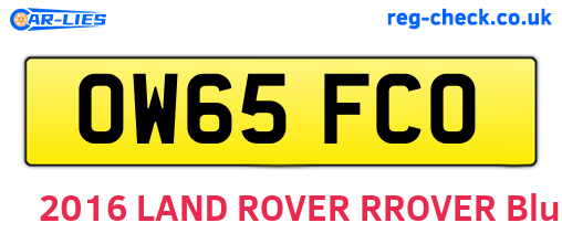 OW65FCO are the vehicle registration plates.