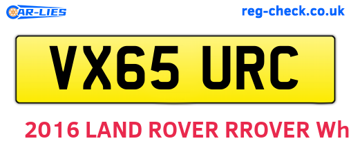 VX65URC are the vehicle registration plates.
