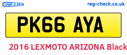 PK66AYA are the vehicle registration plates.