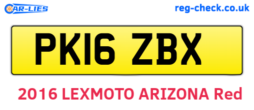 PK16ZBX are the vehicle registration plates.