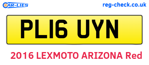 PL16UYN are the vehicle registration plates.