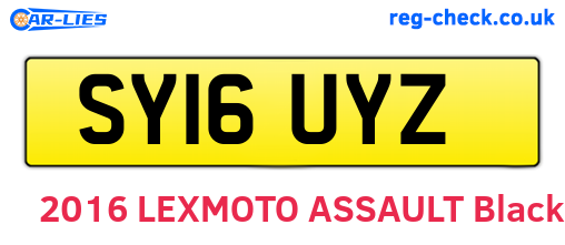 SY16UYZ are the vehicle registration plates.