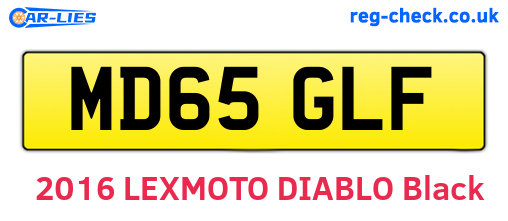 MD65GLF are the vehicle registration plates.