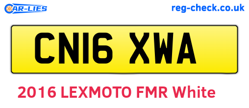 CN16XWA are the vehicle registration plates.