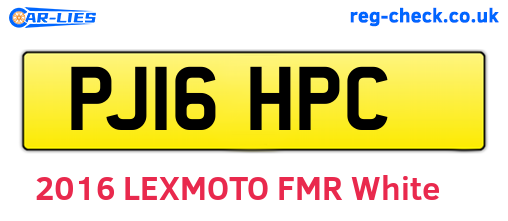 PJ16HPC are the vehicle registration plates.