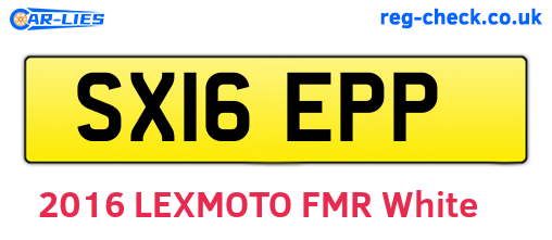 SX16EPP are the vehicle registration plates.