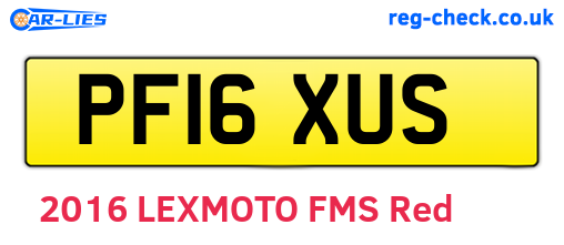 PF16XUS are the vehicle registration plates.