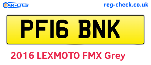 PF16BNK are the vehicle registration plates.