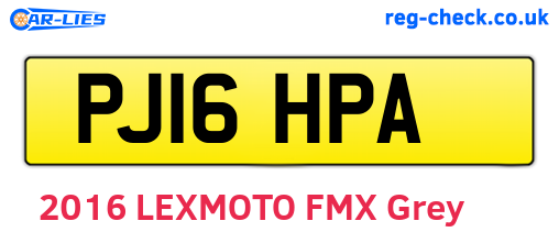 PJ16HPA are the vehicle registration plates.