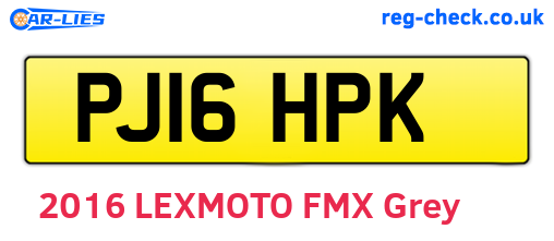 PJ16HPK are the vehicle registration plates.