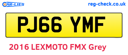 PJ66YMF are the vehicle registration plates.