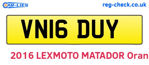 VN16DUY are the vehicle registration plates.