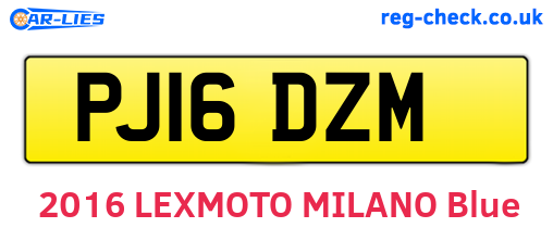 PJ16DZM are the vehicle registration plates.