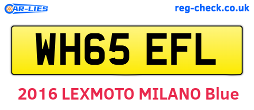 WH65EFL are the vehicle registration plates.