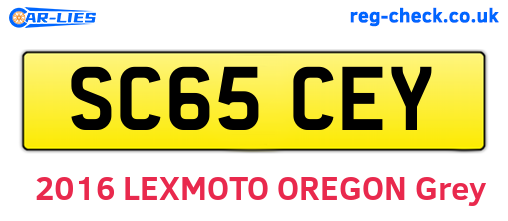SC65CEY are the vehicle registration plates.