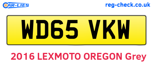 WD65VKW are the vehicle registration plates.
