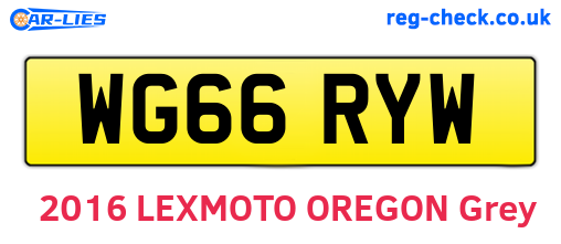 WG66RYW are the vehicle registration plates.