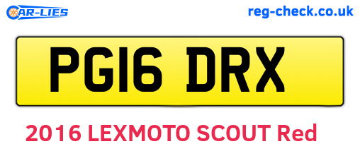 PG16DRX are the vehicle registration plates.